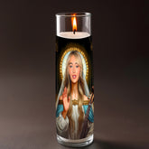 Sabrina Carpenter prayer candle, designed by Pray To The Stars